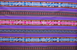 Chinchero Stoff Ethno bunt gestreift aus Peru, webstoff Meterware zum Nähen, DIY Fabric, 50 cm, Lila