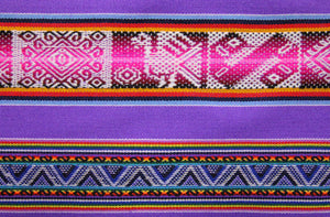 Chinchero Stoff Ethno bunt gestreift aus Peru, webstoff Meterware zum Nähen, DIY Fabric, 50 cm, Lila