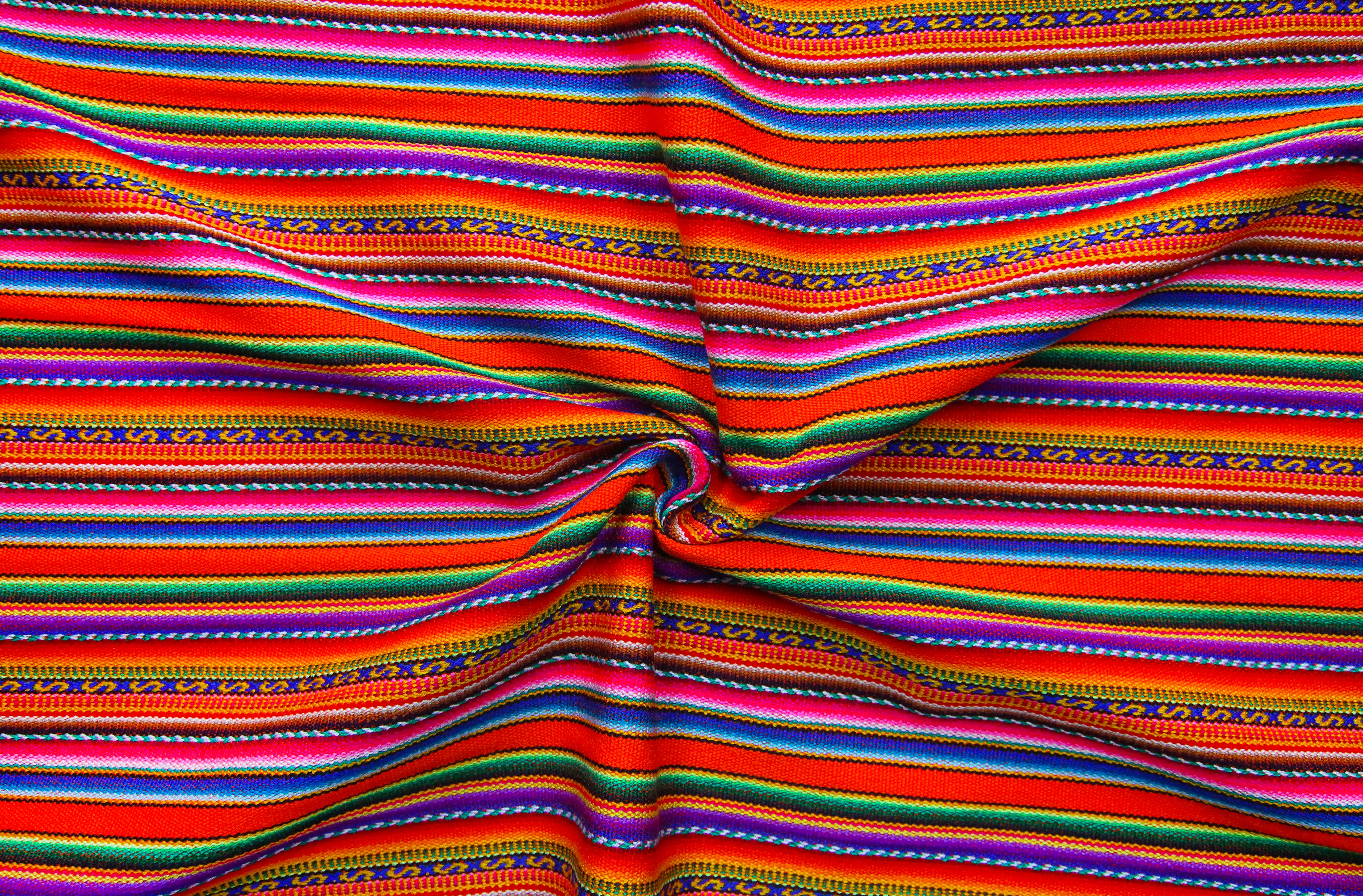 Kilya Stoff Ethno bunt gestreift aus Peru, webstoff Meterware zum Nähen, DIY Fabric, 50 cm, Orange