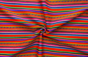 Kilya Stoff Ethno bunt gestreift aus Peru, webstoff Meterware zum Nähen, DIY Fabric, 50 cm, Orange