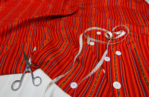 Kilya Stoff Ethno bunt gestreift aus Peru, webstoff Meterware zum Nähen, DIY Fabric, 50 cm, Orange