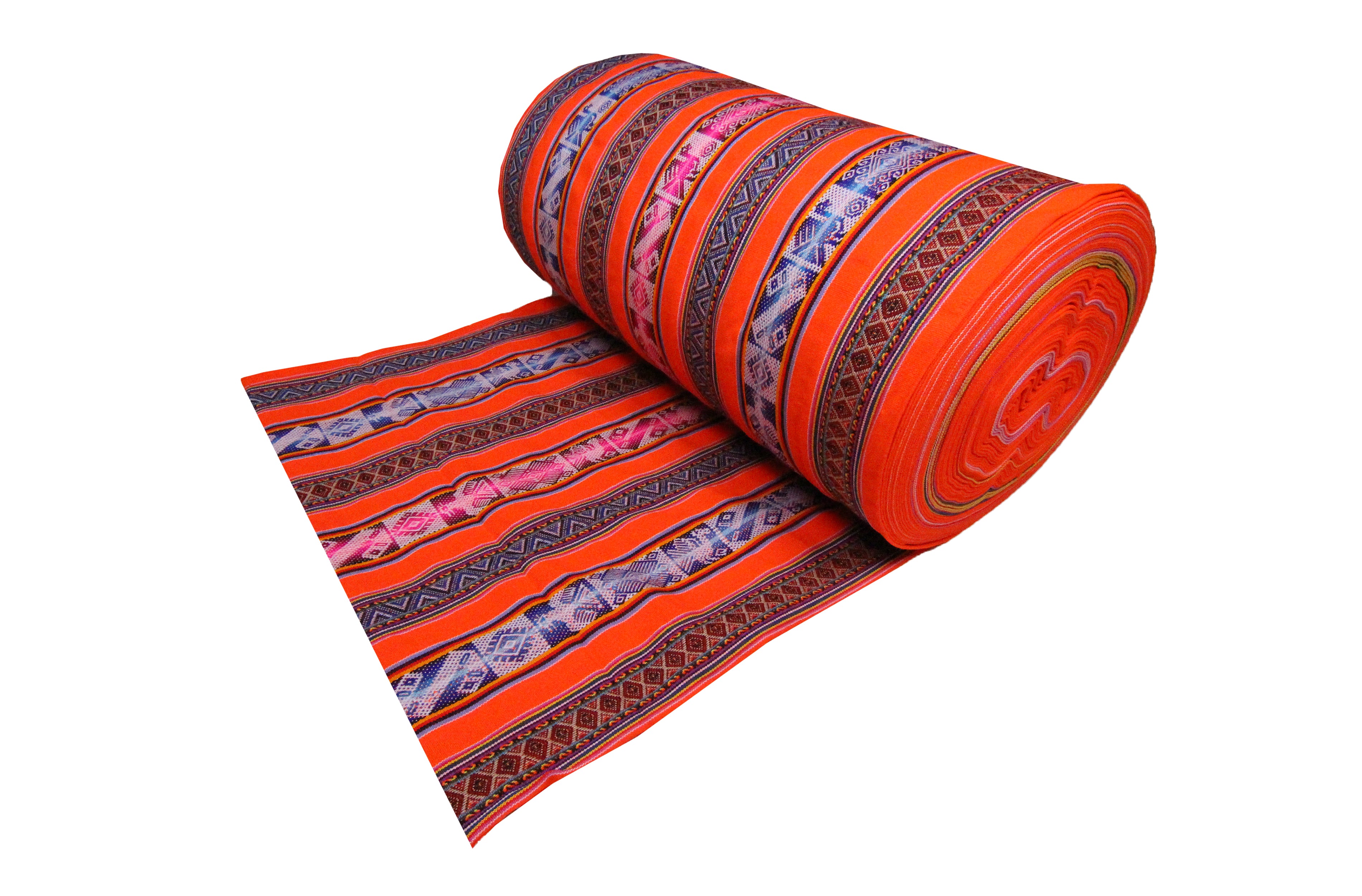 Chinchero Stoff Ethno bunt gestreift aus Peru, webstoff Meterware zum Nähen, DIY Fabric, 50 cm, Orange