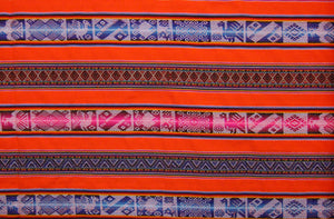 Chinchero Stoff Ethno bunt gestreift aus Peru, webstoff Meterware zum Nähen, DIY Fabric, 50 cm, Orange