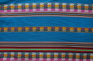 Machas Stoff Ethno bunt gestreift aus Peru, webstoff Meterware zum Nähen, DIY Fabric, 50 cm, Blau