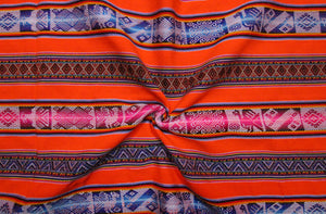 Chinchero Stoff Ethno bunt gestreift aus Peru, webstoff Meterware zum Nähen, DIY Fabric, 50 cm, Orange