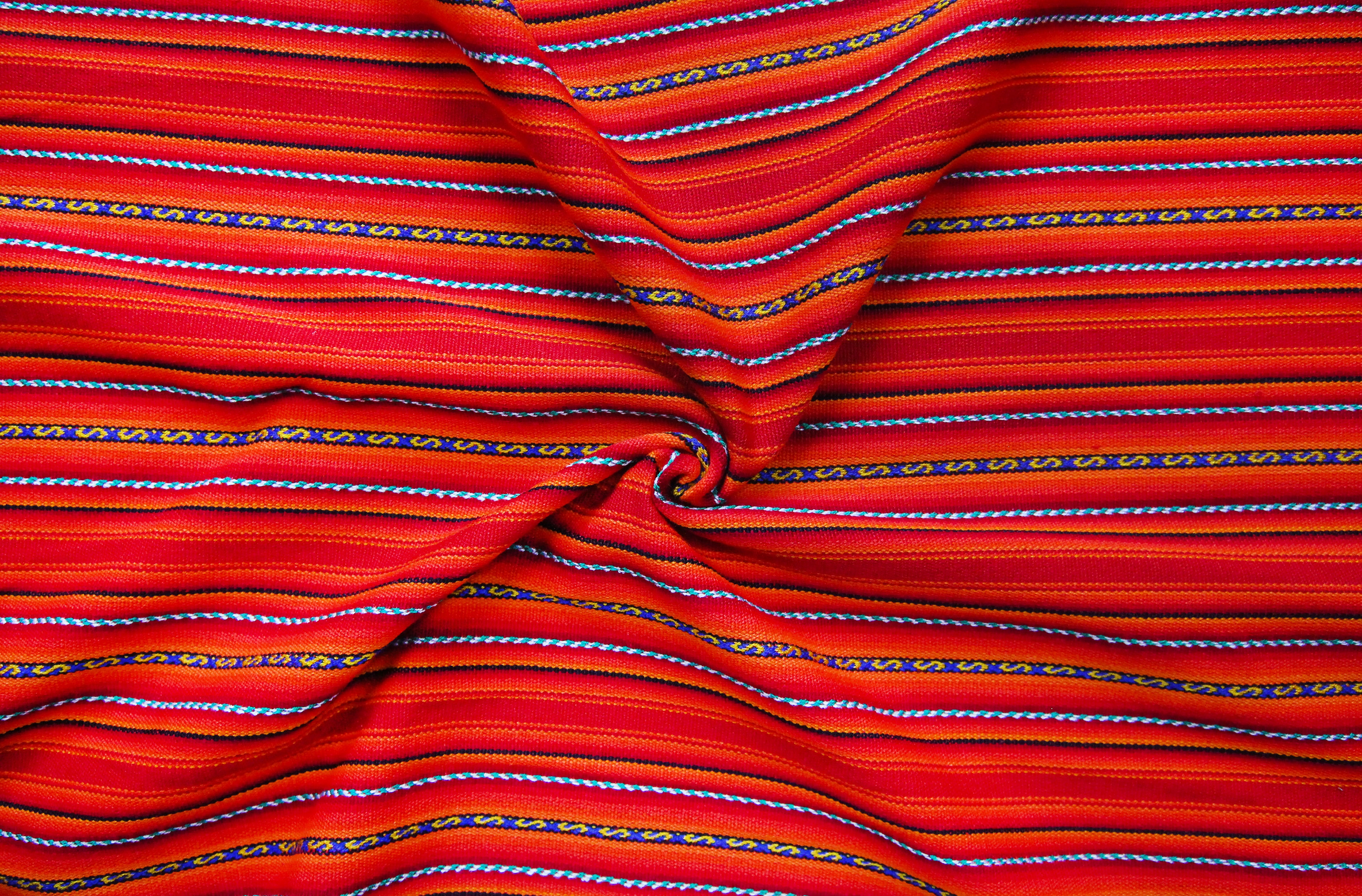 Kilya Stoff Ethno bunt gestreift aus Peru, webstoff Meterware zum Nähen, DIY Fabric, 50 cm, Orange