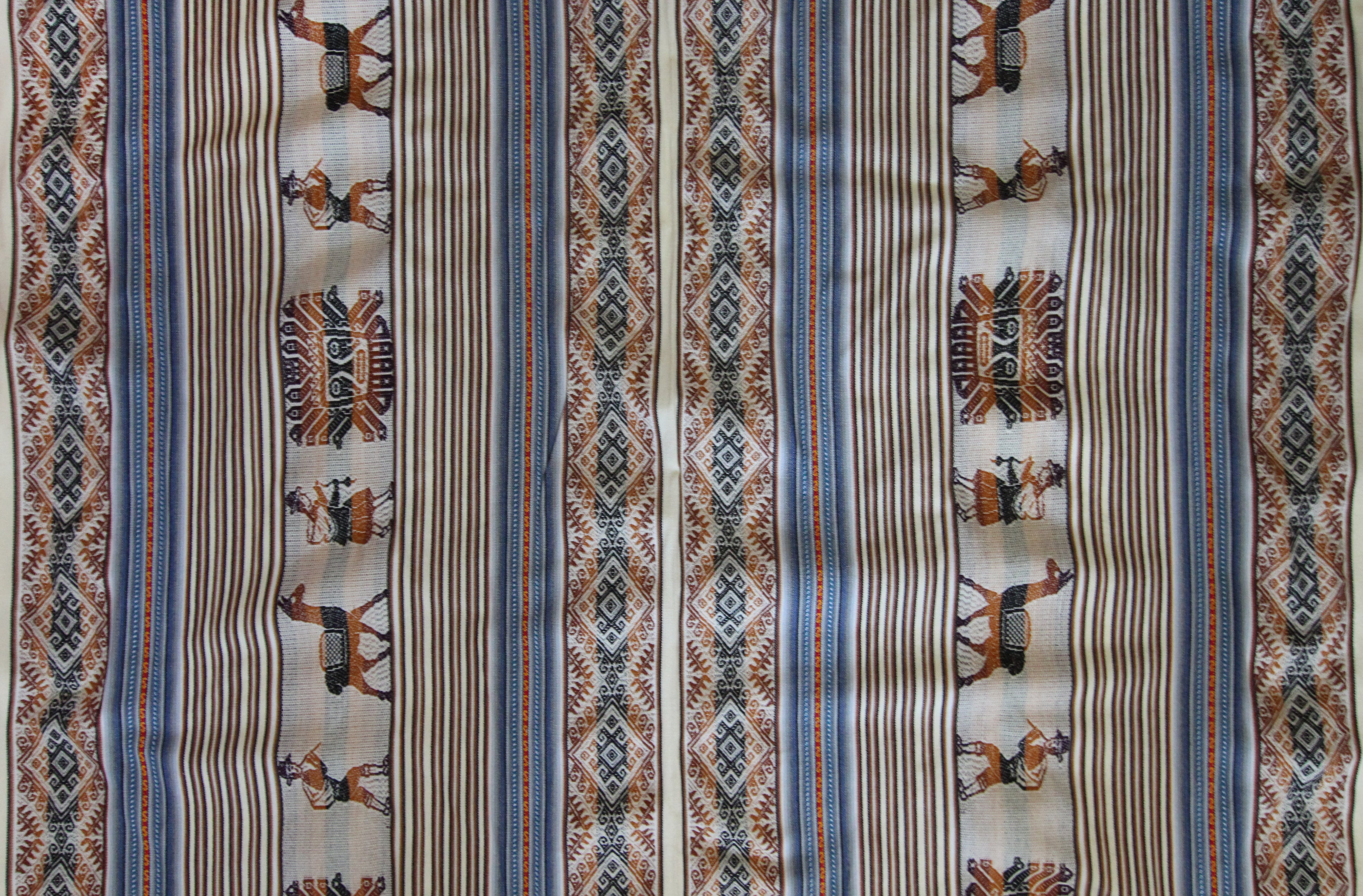 Pastorita Stoff Ethno bunt gestreift aus Peru, webstoff Meterware zum Nähen, DIY Fabric, 50 cm, Blau Beige