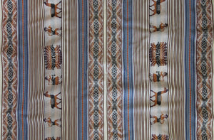 Pastorita Stoff Ethno bunt gestreift aus Peru, webstoff Meterware zum Nähen, DIY Fabric, 50 cm, Blau Beige