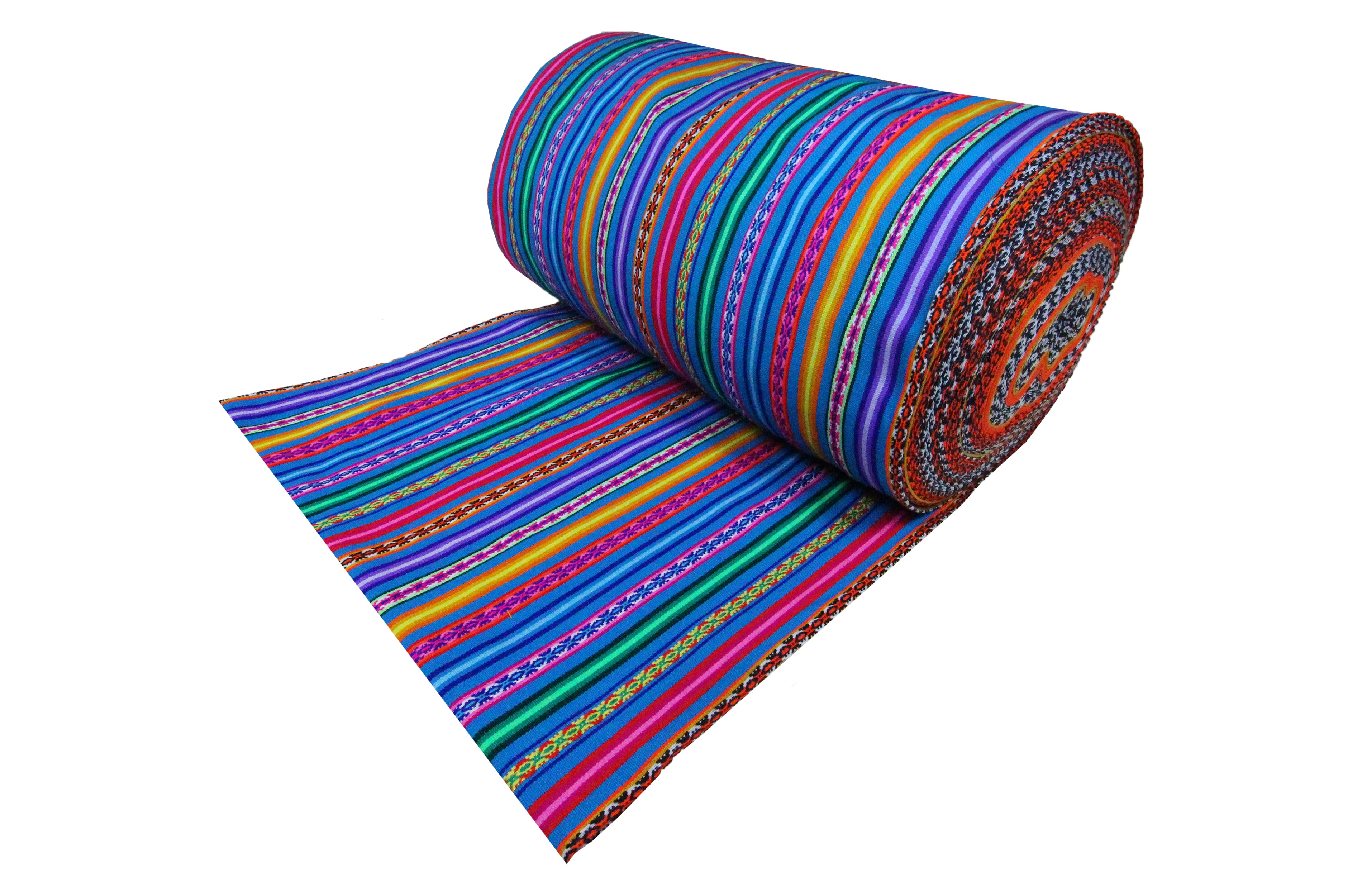 Jaujino Stoff Ethno bunt gestreift aus Peru, webstoff Meterware zum Nähen, DIY Fabric, 50 cm, Türkis