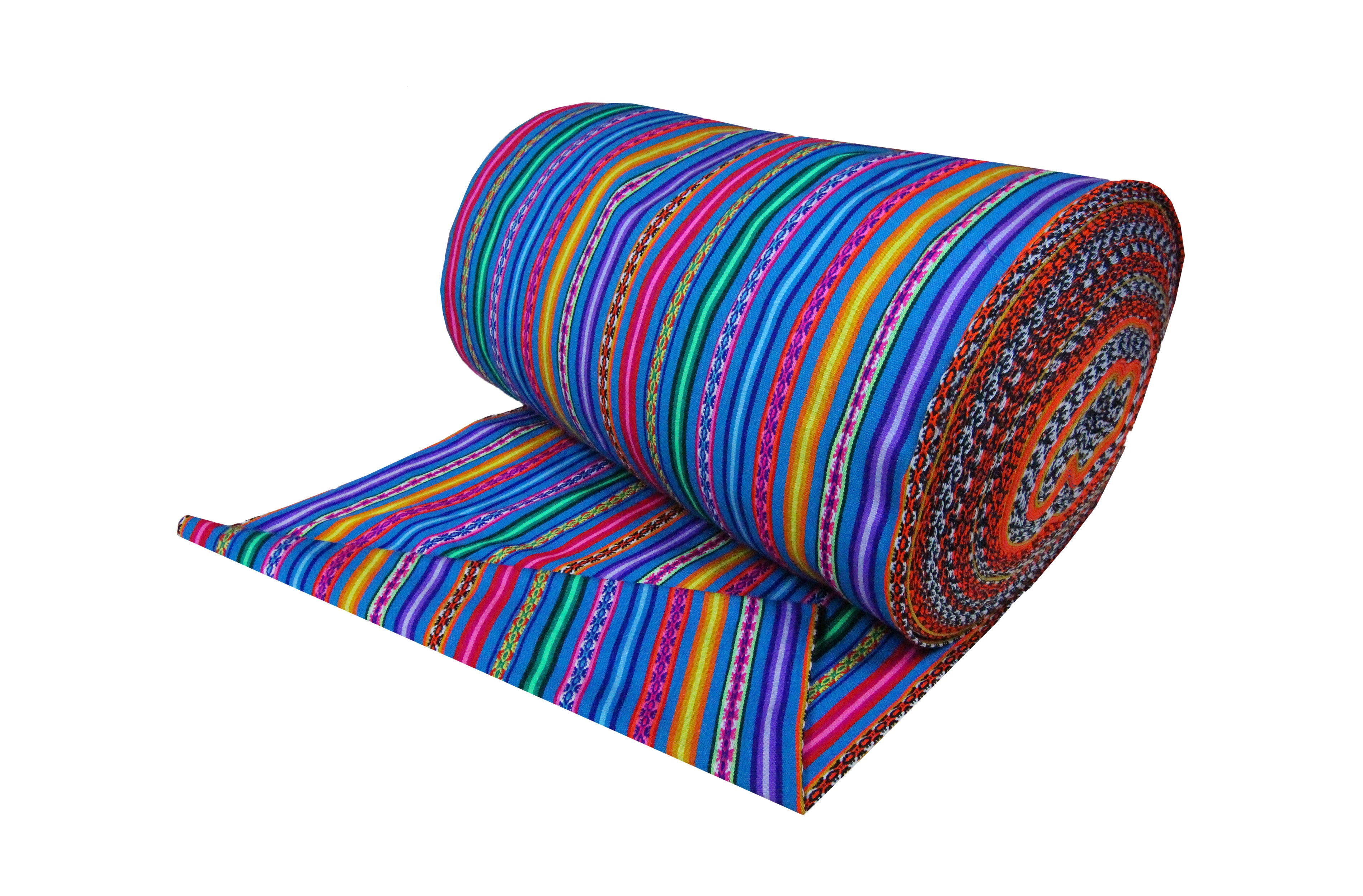 Jaujino Stoff Ethno bunt gestreift aus Peru, webstoff Meterware zum Nähen, DIY Fabric, 50 cm, Türkis