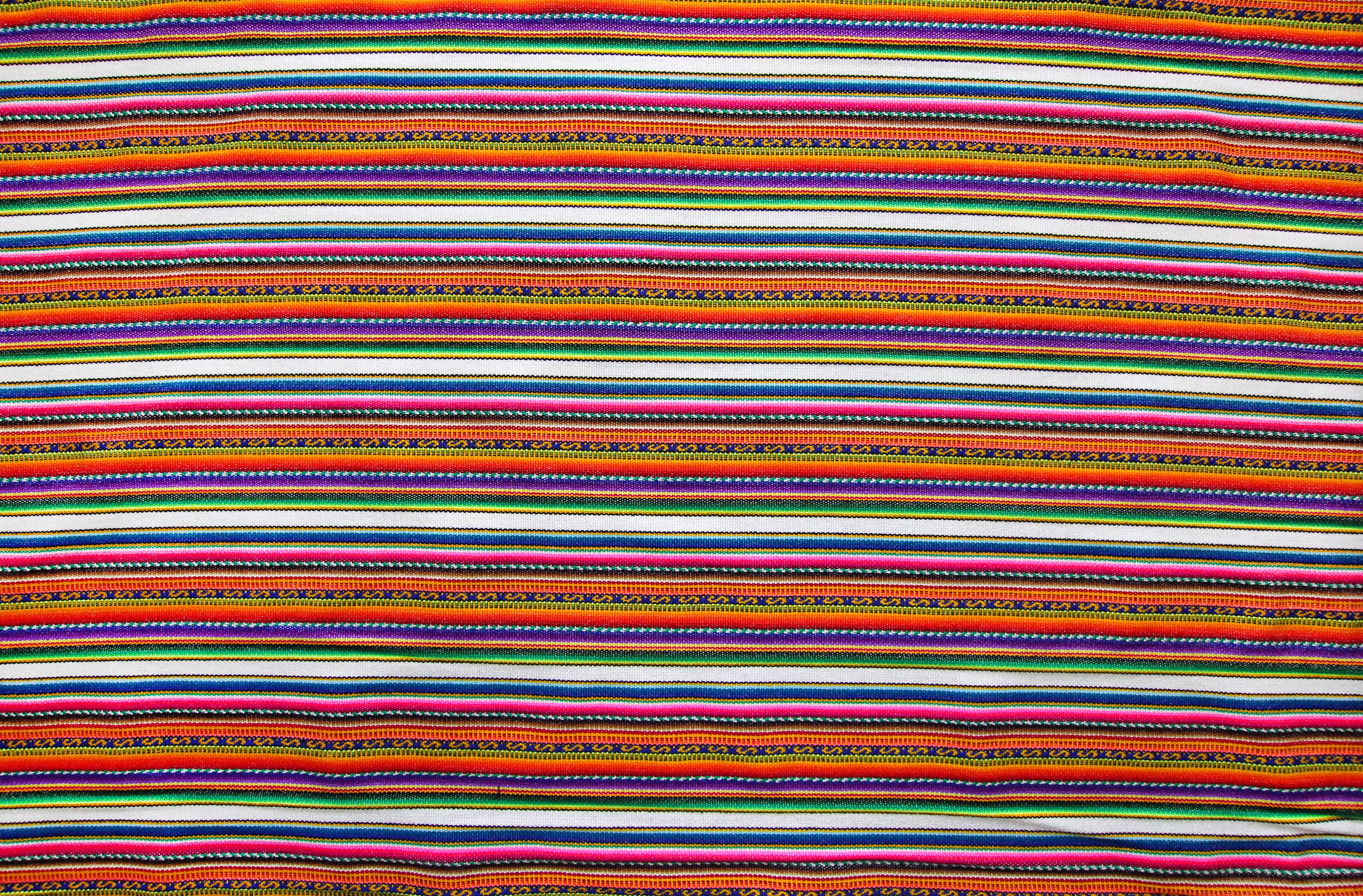 Kilya Stoff Ethno bunt gestreift aus Peru, webstoff Meterware zum Nähen, DIY Fabric, 50 cm, Weiß