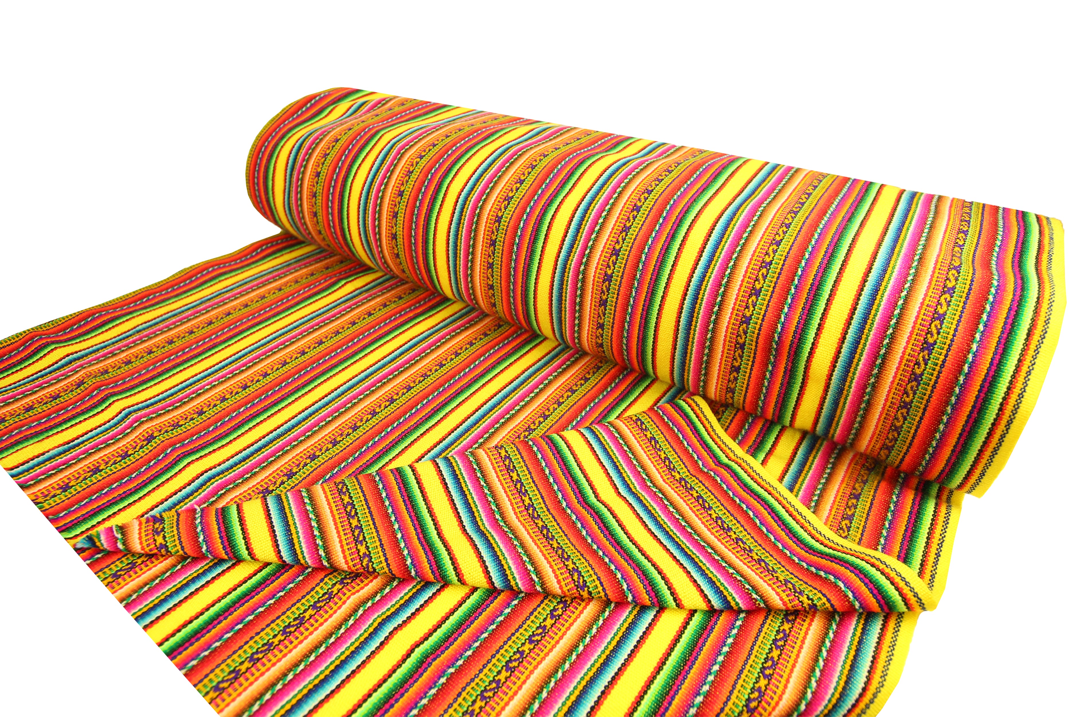 Kilya Stoff Ethno bunt gestreift aus Peru, webstoff Meterware zum Nähen, DIY Fabric, 50 cm, Gelb