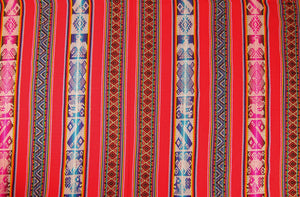 Chinchero Stoff Ethno bunt gestreift aus Peru, webstoff Meterware zum Nähen, DIY Fabric, 50 cm, Rot