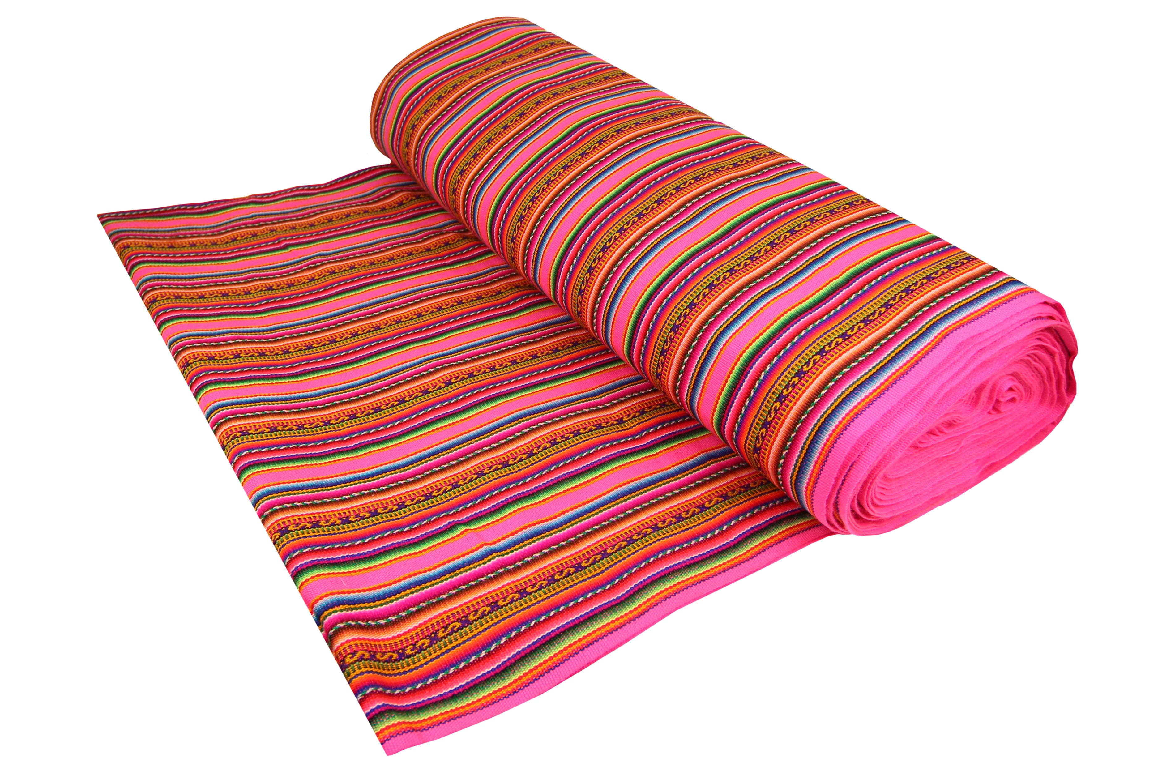 Kilya Stoff Ethno bunt gestreift aus Peru, webstoff Meterware zum Nähen, DIY Fabric, 50 cm, Rosa