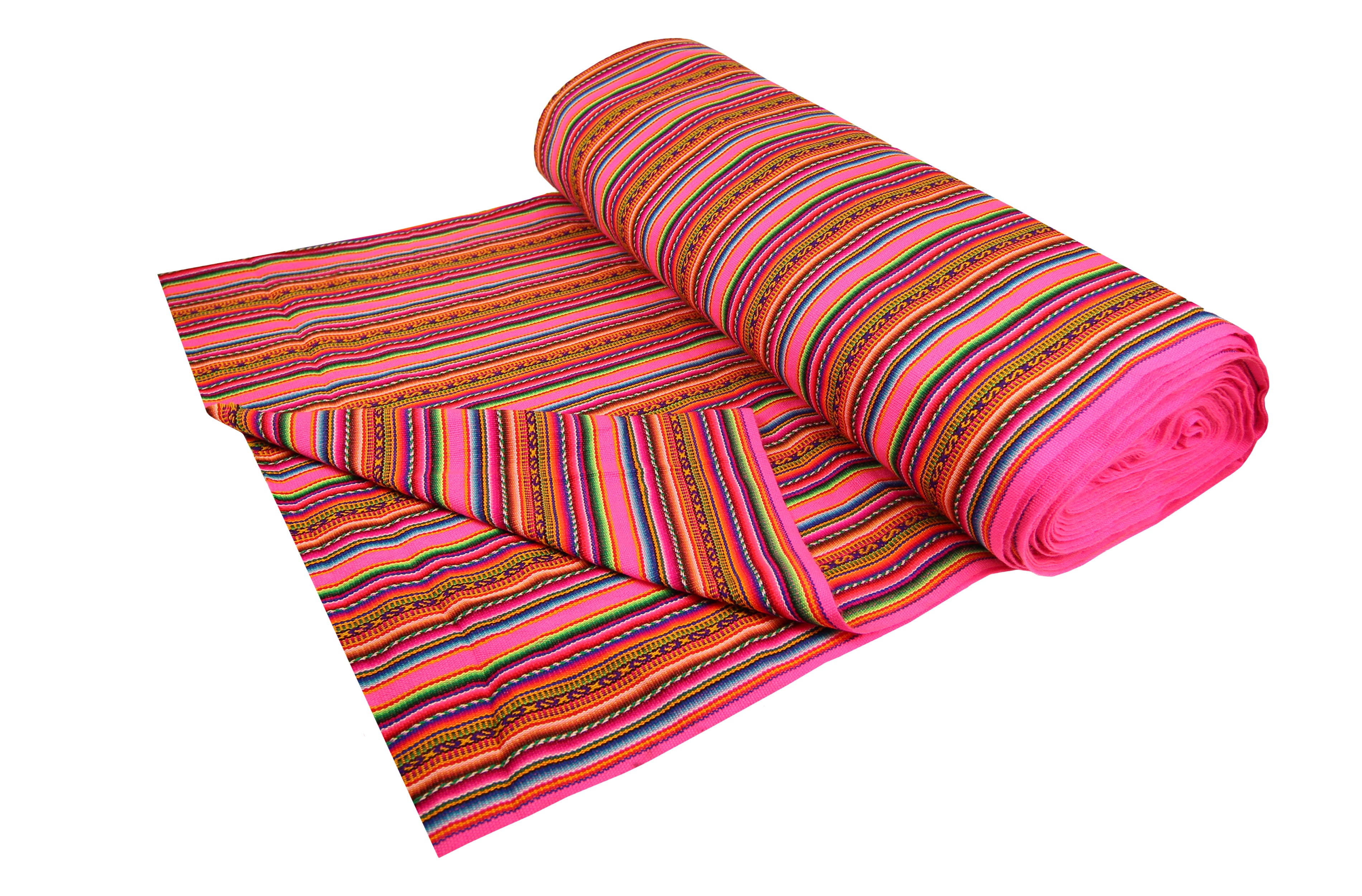 Kilya Stoff Ethno bunt gestreift aus Peru, webstoff Meterware zum Nähen, DIY Fabric, 50 cm, Rosa