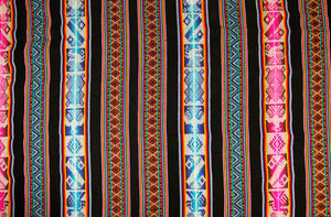 Chinchero Stoff Ethno bunt gestreift aus Peru, webstoff Meterware zum Nähen, DIY Fabric, 50 cm, Schwarz