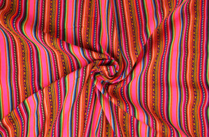 Kilya Stoff Ethno bunt gestreift aus Peru, webstoff Meterware zum Nähen, DIY Fabric, 50 cm, Rosa