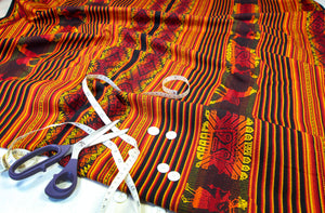 Pastorita Stoff Ethno bunt gestreift aus Peru, webstoff Meterware zum Nähen, DIY Fabric, 50 cm, Orange Schwarz