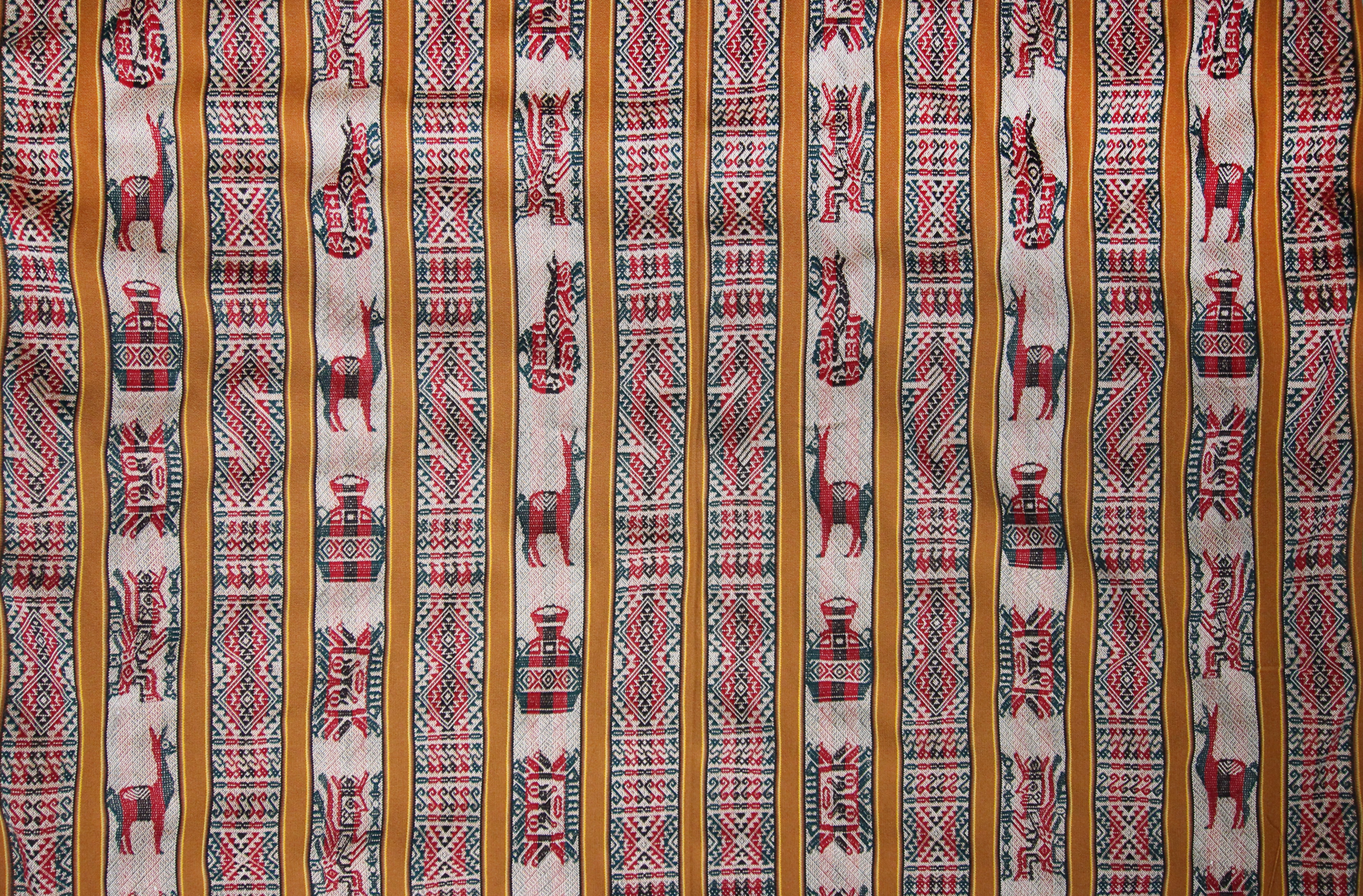 Huaco Stoff Ethno bunt gestreift aus Peru, webstoff Meterware zum Nähen, DIY Fabric, 50 cm, Hellbraun