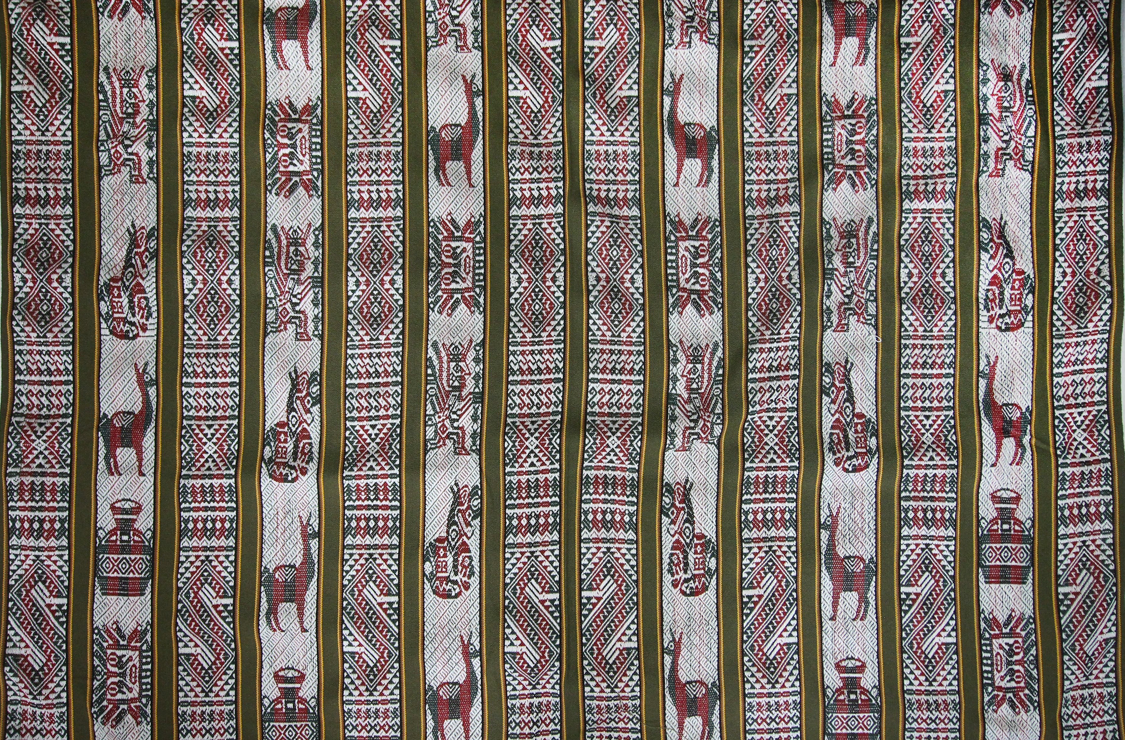 Huaco Stoff Ethno bunt gestreift aus Peru, webstoff Meterware zum Nähen, DIY Fabric, 50 cm, Grün