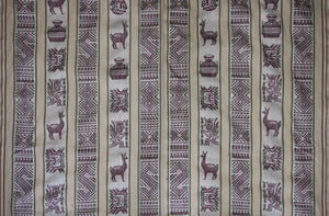 Huaco Stoff Ethno bunt gestreift aus Peru, webstoff Meterware zum Nähen, DIY Fabric, 50 cm, Beige