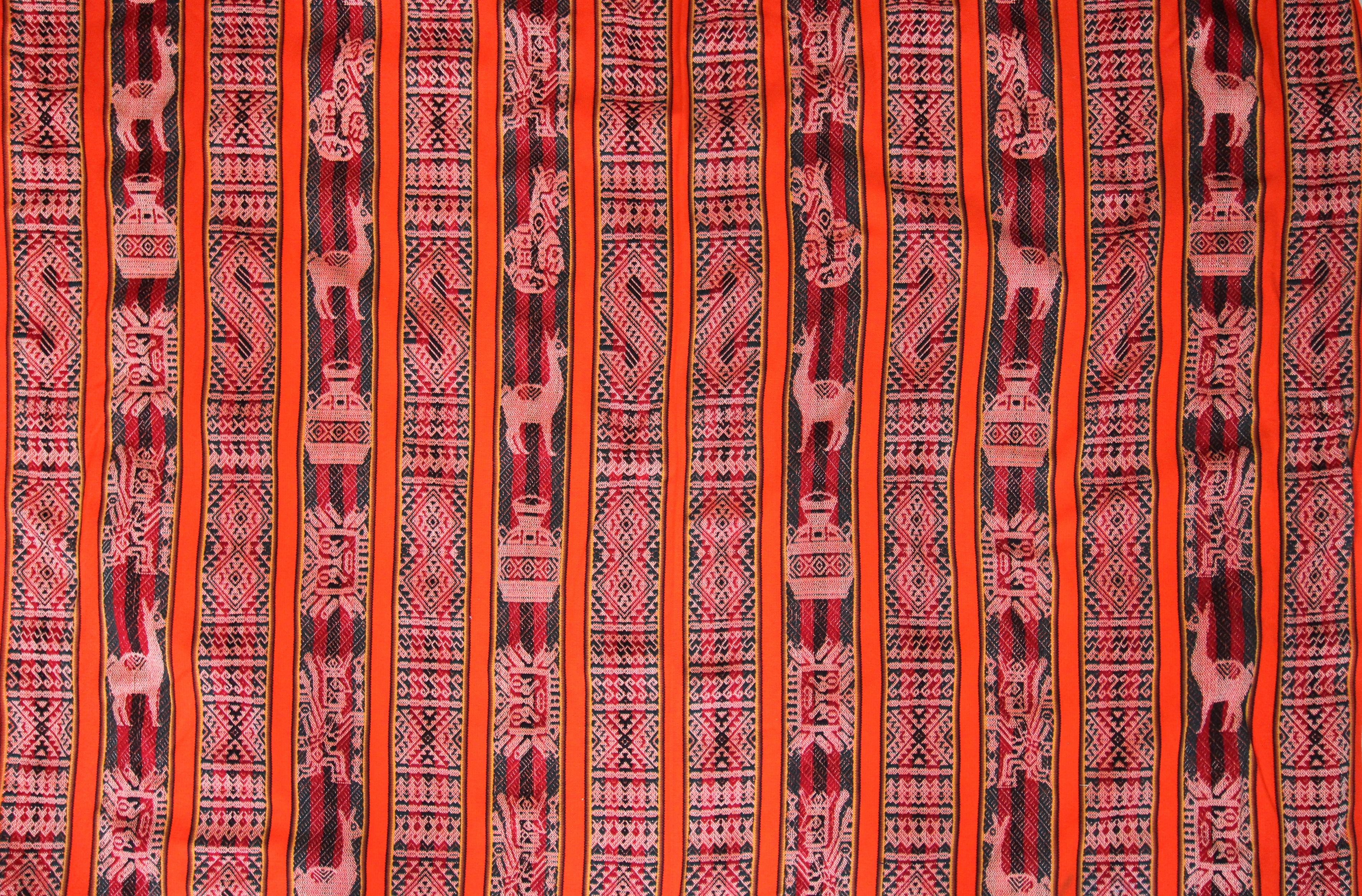 Huaco Stoff Ethno bunt gestreift aus Peru, webstoff Meterware zum Nähen, DIY Fabric, 50 cm, Orange