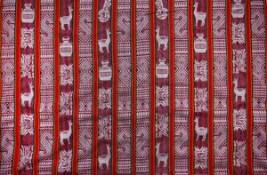 Huaco Stoff Ethno bunt gestreift aus Peru, webstoff Meterware zum Nähen, DIY Fabric, 50 cm, Rot