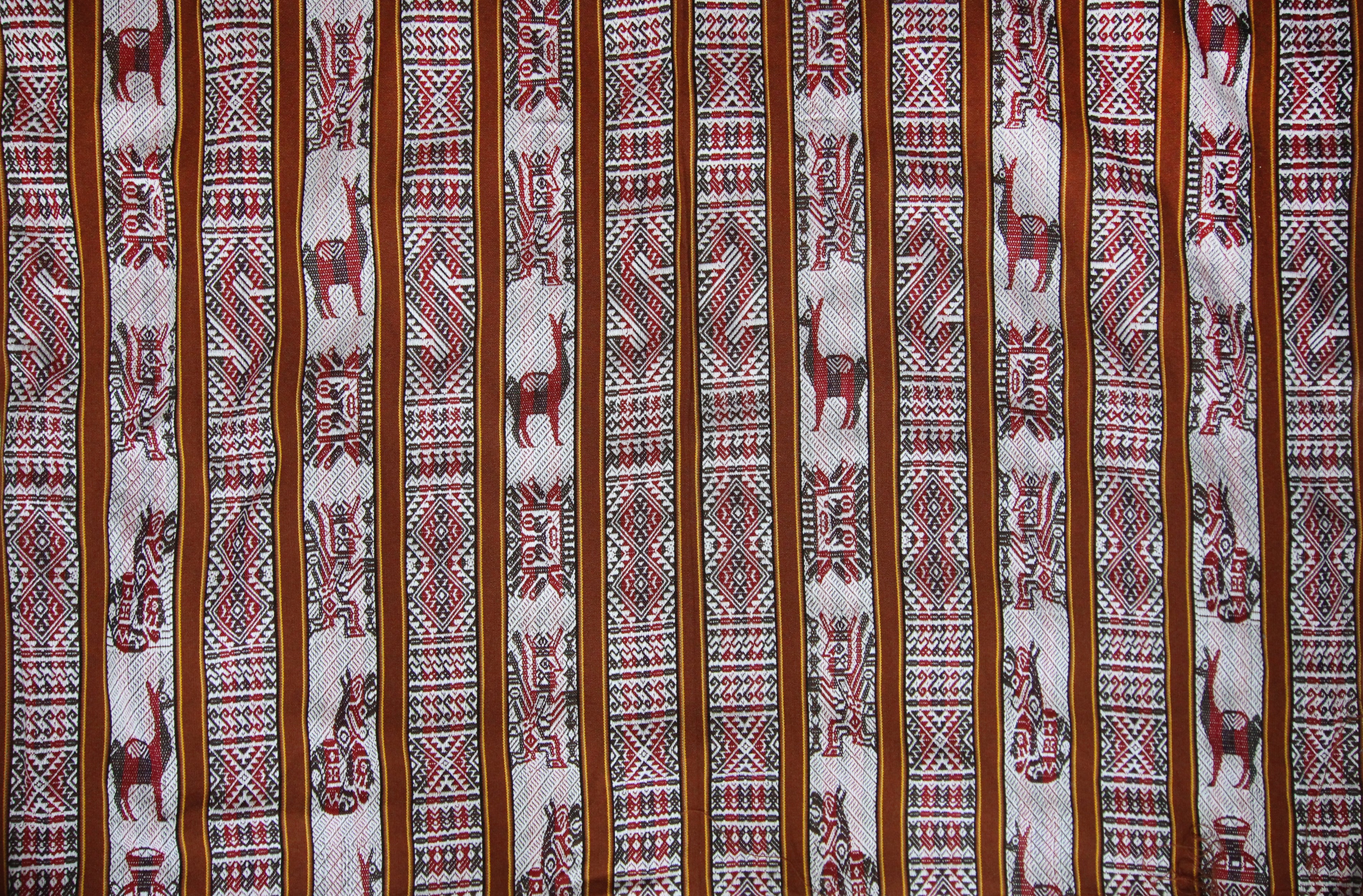 Huaco Stoff Ethno bunt gestreift aus Peru, webstoff Meterware zum Nähen, DIY Fabric, 50 cm, Braun