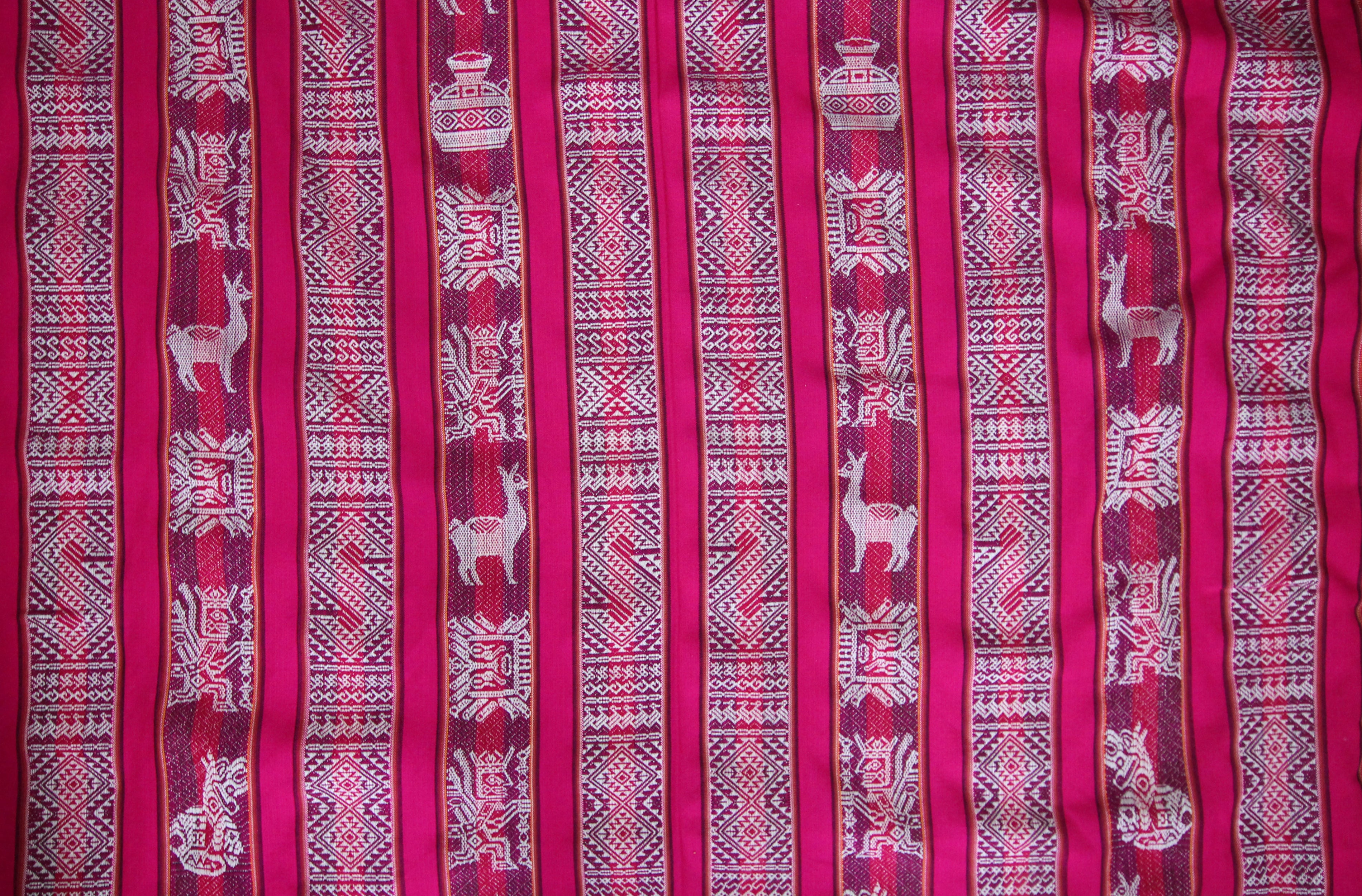 Huaco Stoff Ethno bunt gestreift aus Peru, webstoff Meterware zum Nähen, DIY Fabric, 50 cm, Magenta