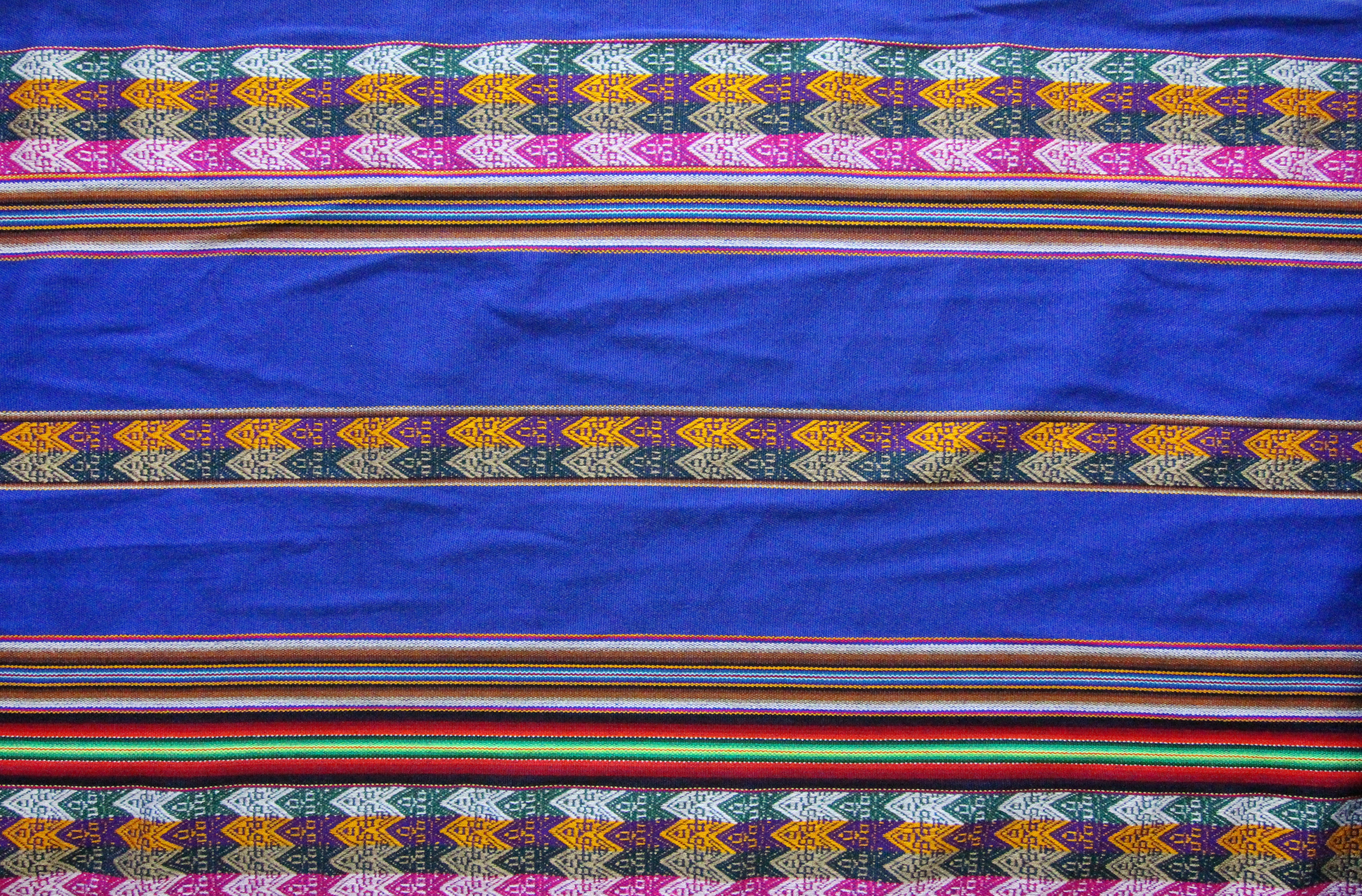 Machas Stoff Ethno bunt gestreift aus Peru, webstoff Meterware zum Nähen, DIY Fabric, 50 cm, Blau