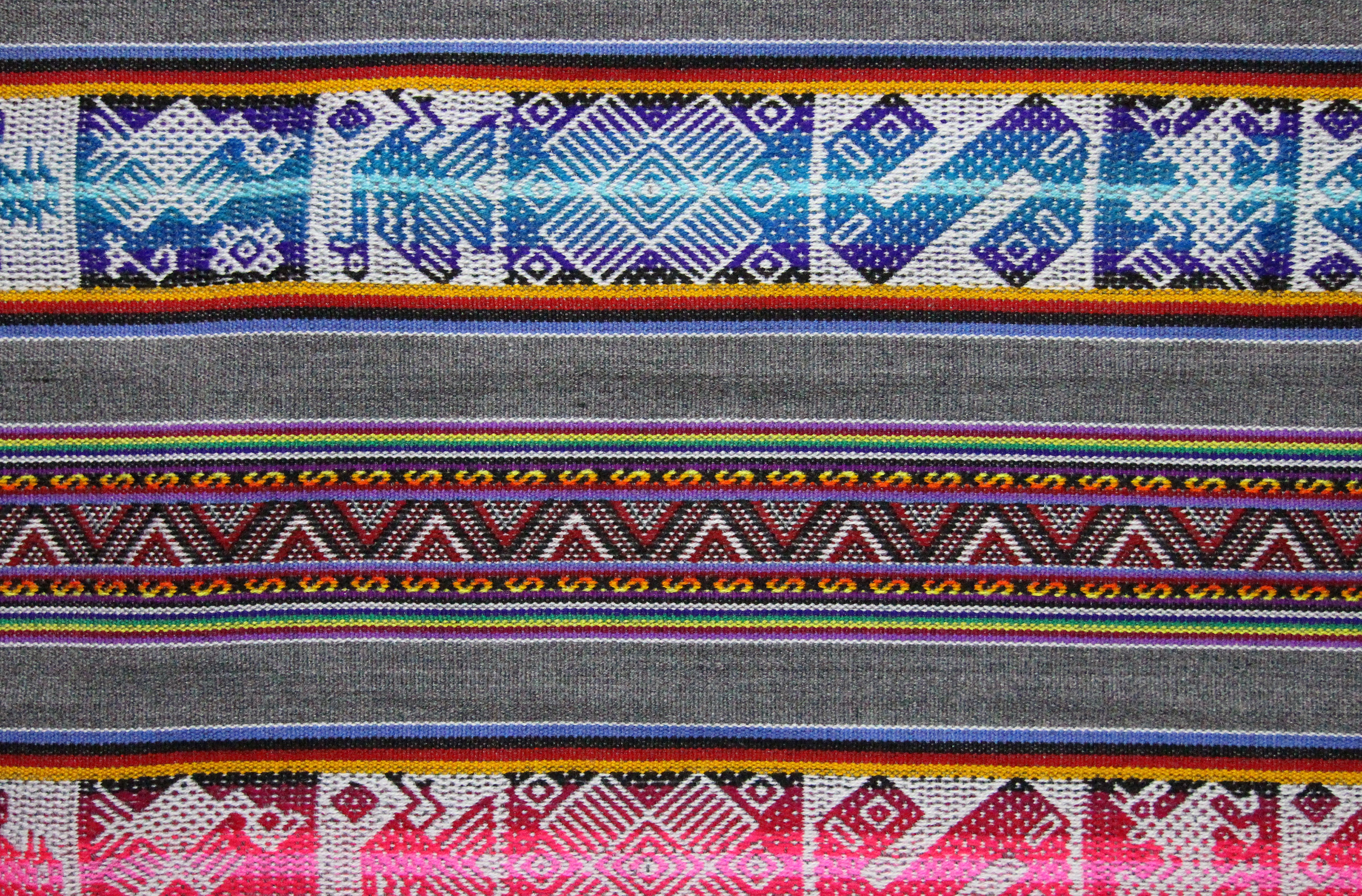 Chinchero Stoff Ethno bunt gestreift aus Peru, webstoff Meterware zum Nähen, DIY Fabric, 50 cm, Grau