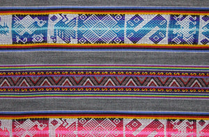 Chinchero Stoff Ethno bunt gestreift aus Peru, webstoff Meterware zum Nähen, DIY Fabric, 50 cm, Grau