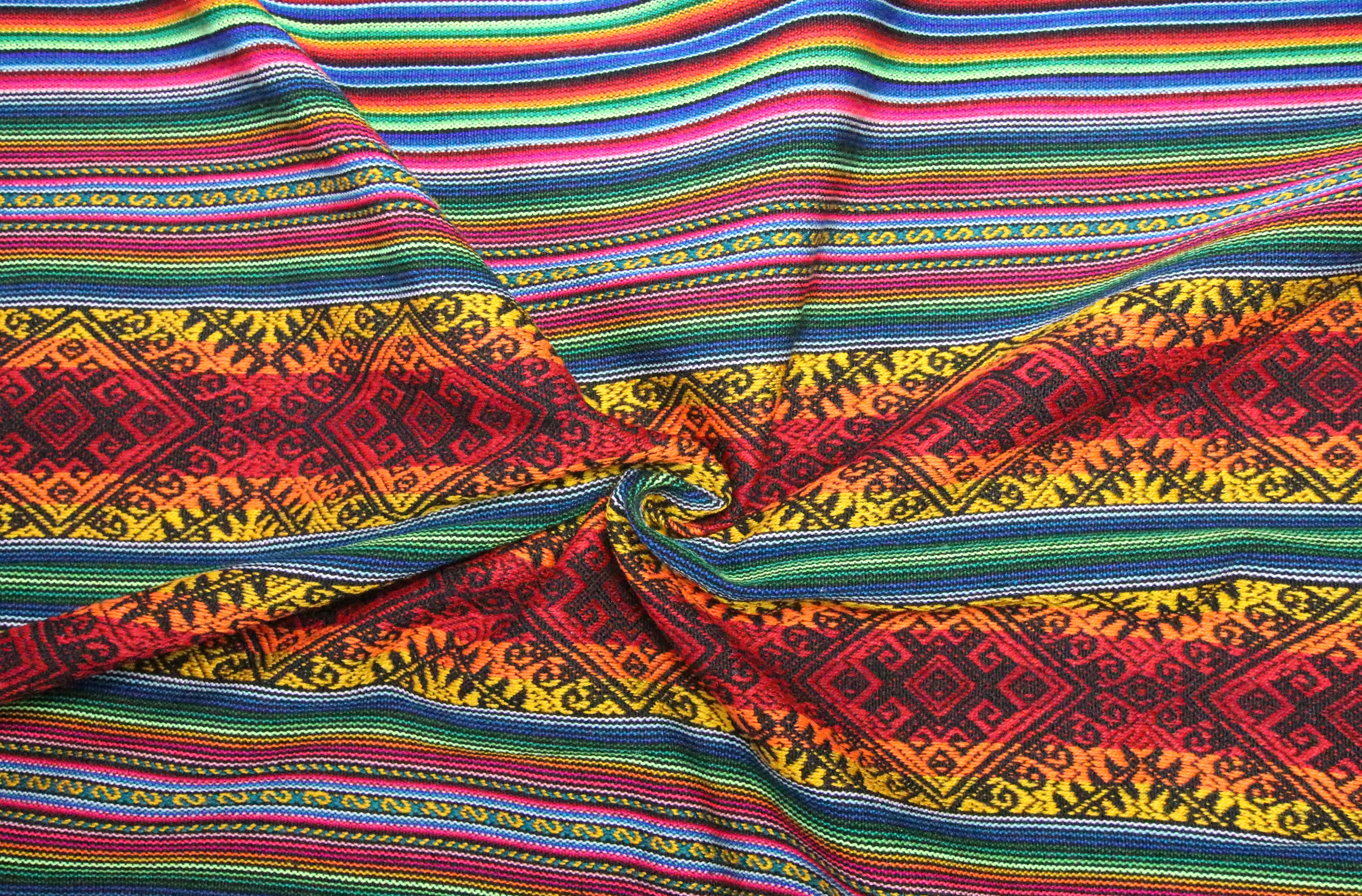 Pastorita Stoff Ethno bunt gestreift aus Peru, webstoff Meterware zum Nähen, DIY Fabric, 50 cm, Orange