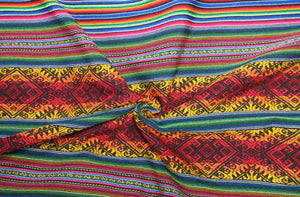 Pastorita Stoff Ethno bunt gestreift aus Peru, webstoff Meterware zum Nähen, DIY Fabric, 50 cm, Orange