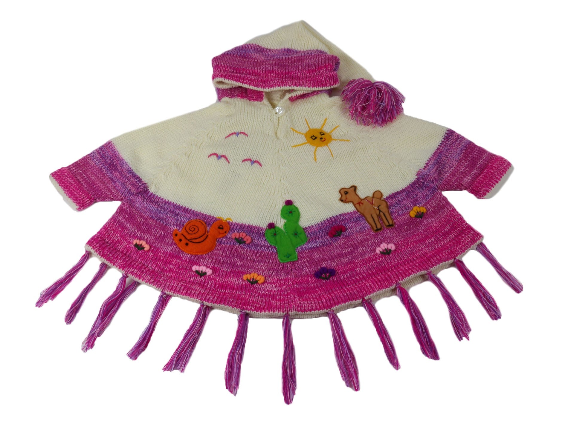 Kinderstrickponcho Lila