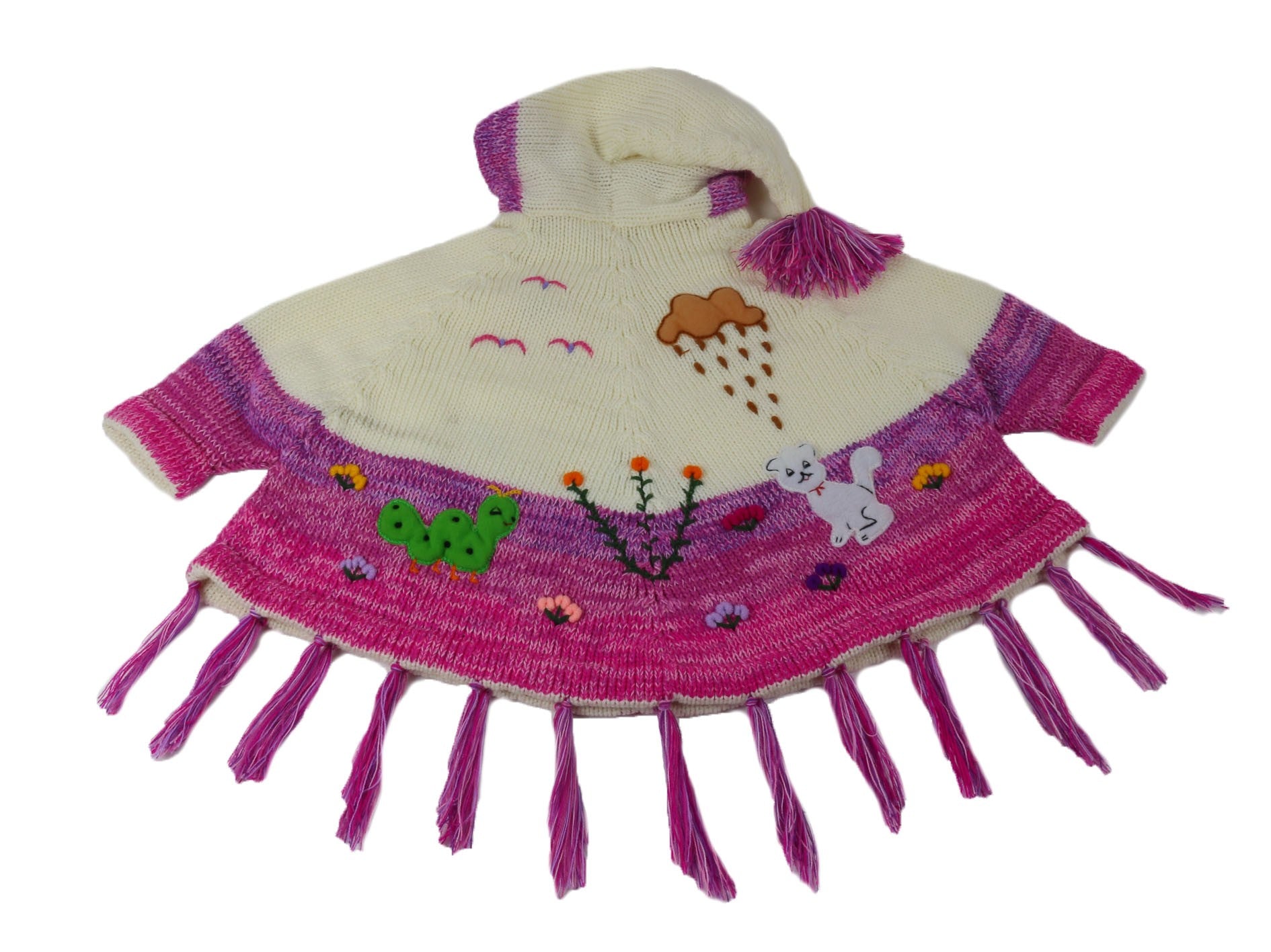 Kinderstrickponcho Lila