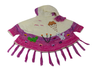 Kinderstrickponcho Lila