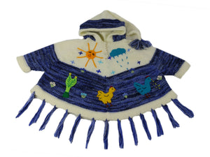 Kinderstrickponcho Blau