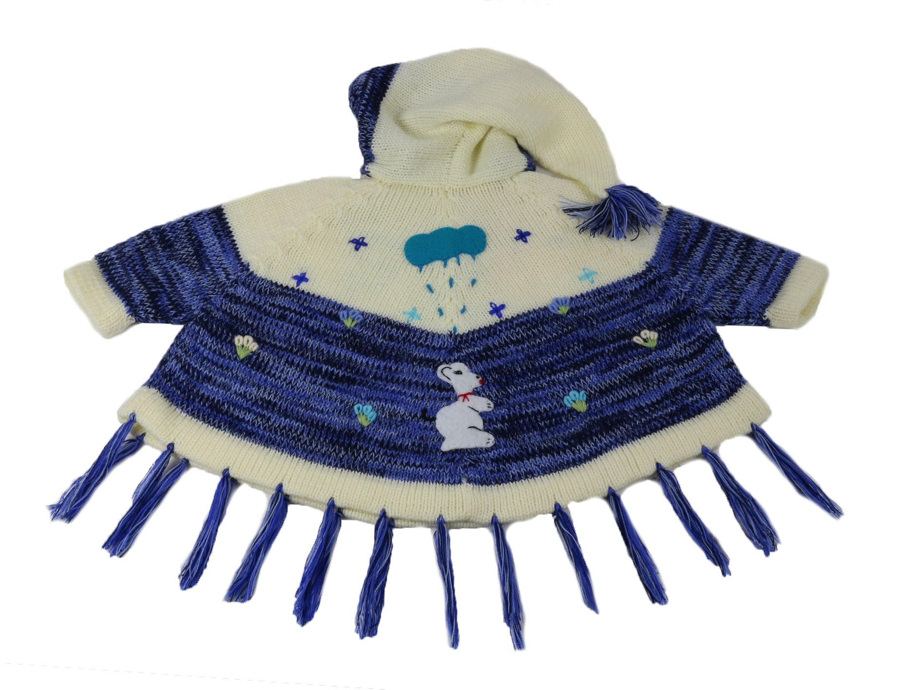 Kinderstrickponcho Blau