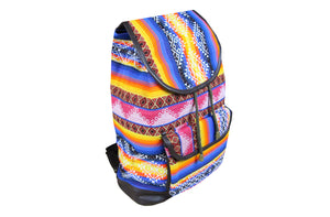 Ethno Rucksack Backpack aus Stoff und Leder Peru Hippie Boho Aguayo Inka