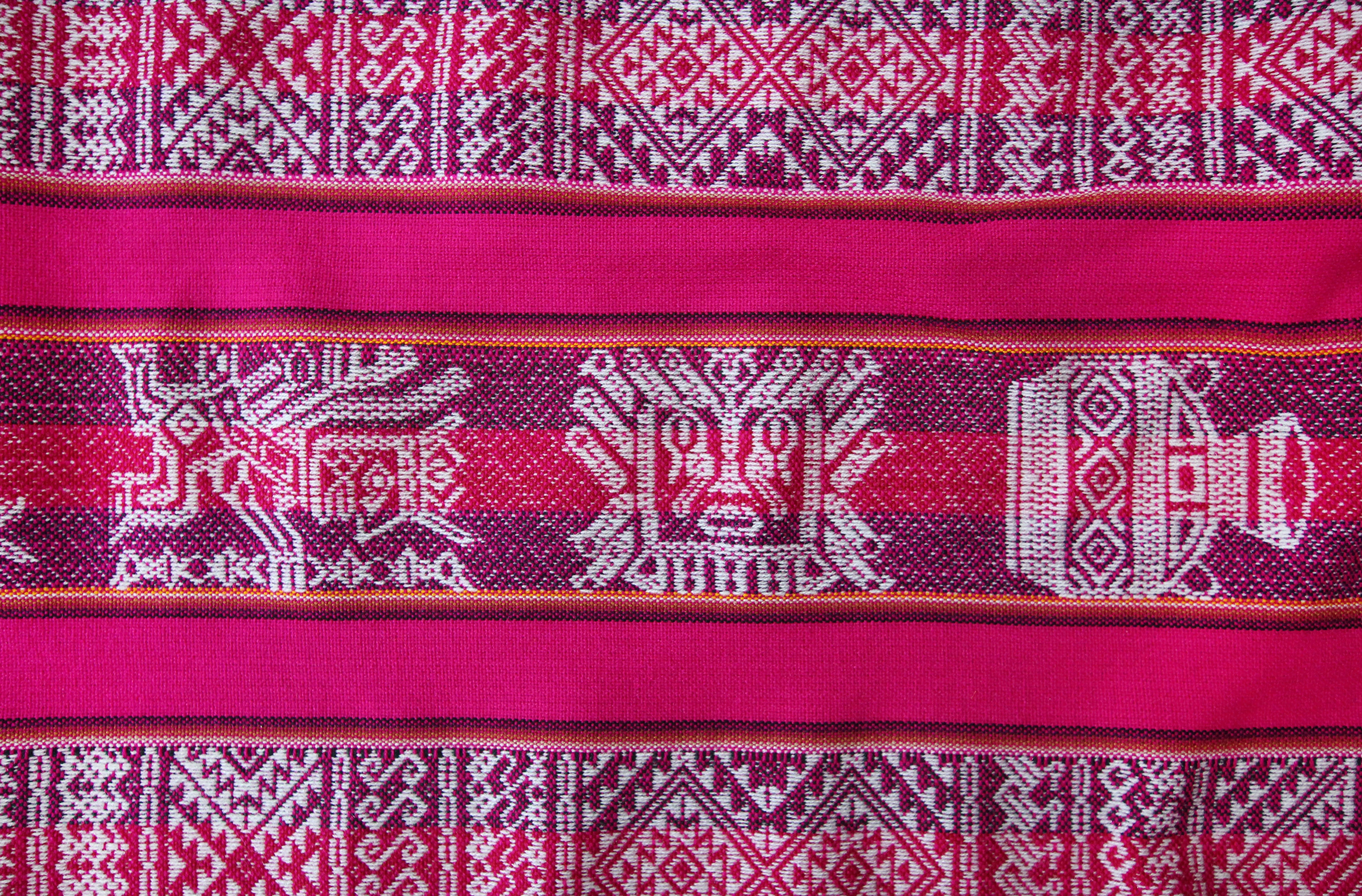 Huaco Stoff Ethno bunt gestreift aus Peru, webstoff Meterware zum Nähen, DIY Fabric, 50 cm, Magenta