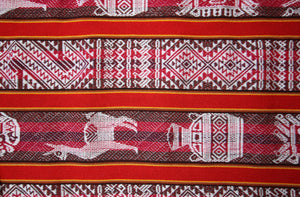 Huaco Stoff Ethno bunt gestreift aus Peru, webstoff Meterware zum Nähen, DIY Fabric, 50 cm, Rot