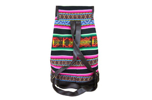 Ethno Rucksack Backpack aus Stoff und Leder Peru Hippie Boho Aguayo Inka