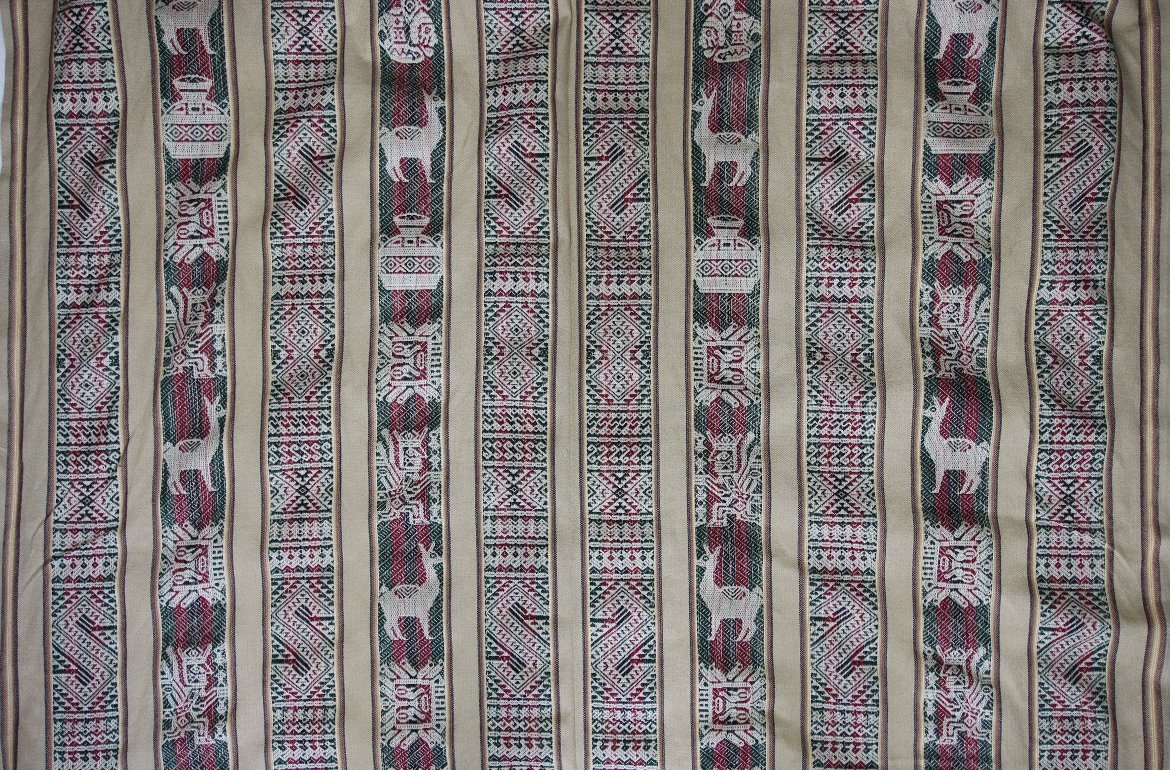 Huaco Stoff Ethno bunt gestreift aus Peru, webstoff Meterware zum Nähen, DIY Fabric, 50 cm, Beige