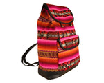 Laden Sie das Bild in den Galerie-Viewer, Ethno Rucksack Backpack aus Stoff und Leder Peru Hippie Boho Aguayo Inka Rosa
