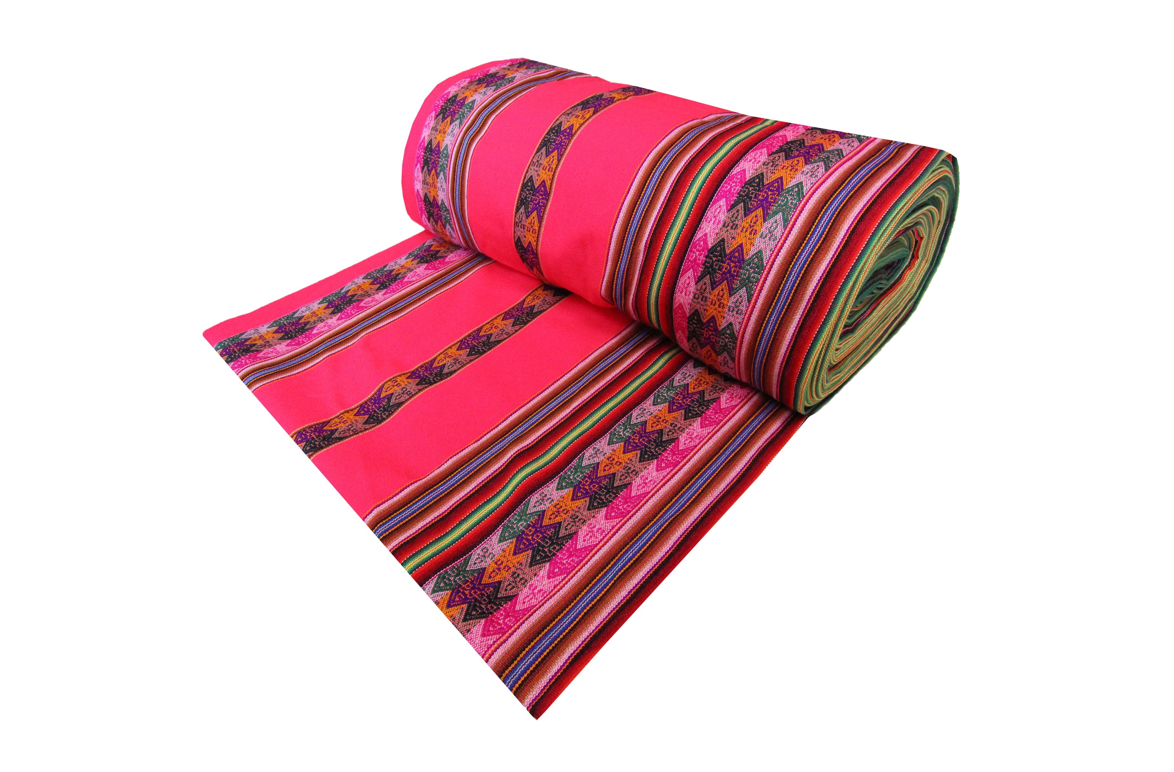 Machas Stoff Ethno bunt gestreift aus Peru, webstoff Meterware zum Nähen, DIY Fabric, 50 cm, Neon Rosa