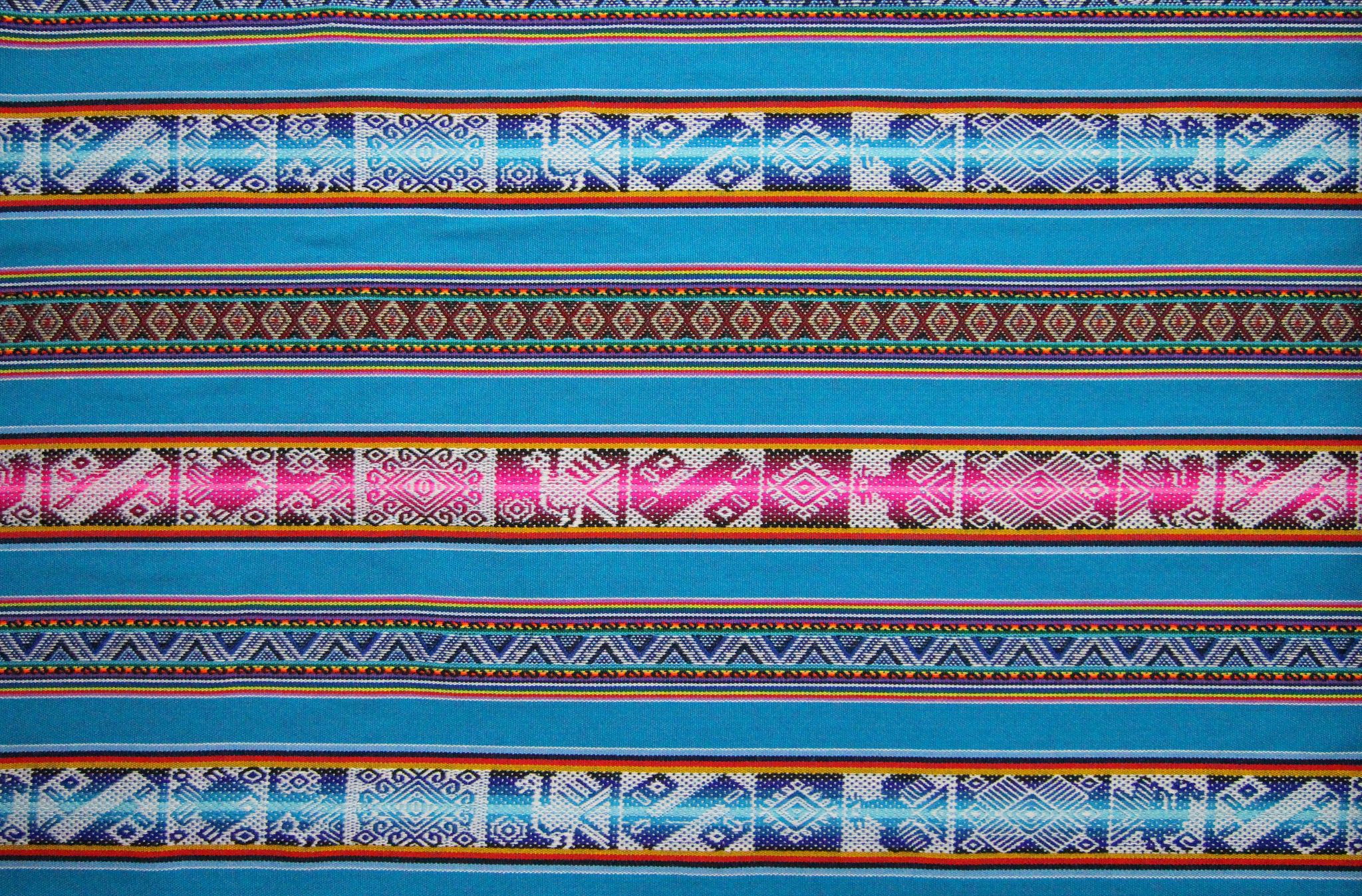 Chinchero Stoff Ethno bunt gestreift aus Peru, webstoff Meterware zum Nähen, DIY Fabric, 50 cm, Blau