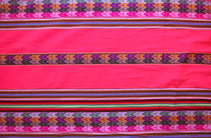 Machas Stoff Ethno bunt gestreift aus Peru, webstoff Meterware zum Nähen, DIY Fabric, 50 cm, Neon Rosa