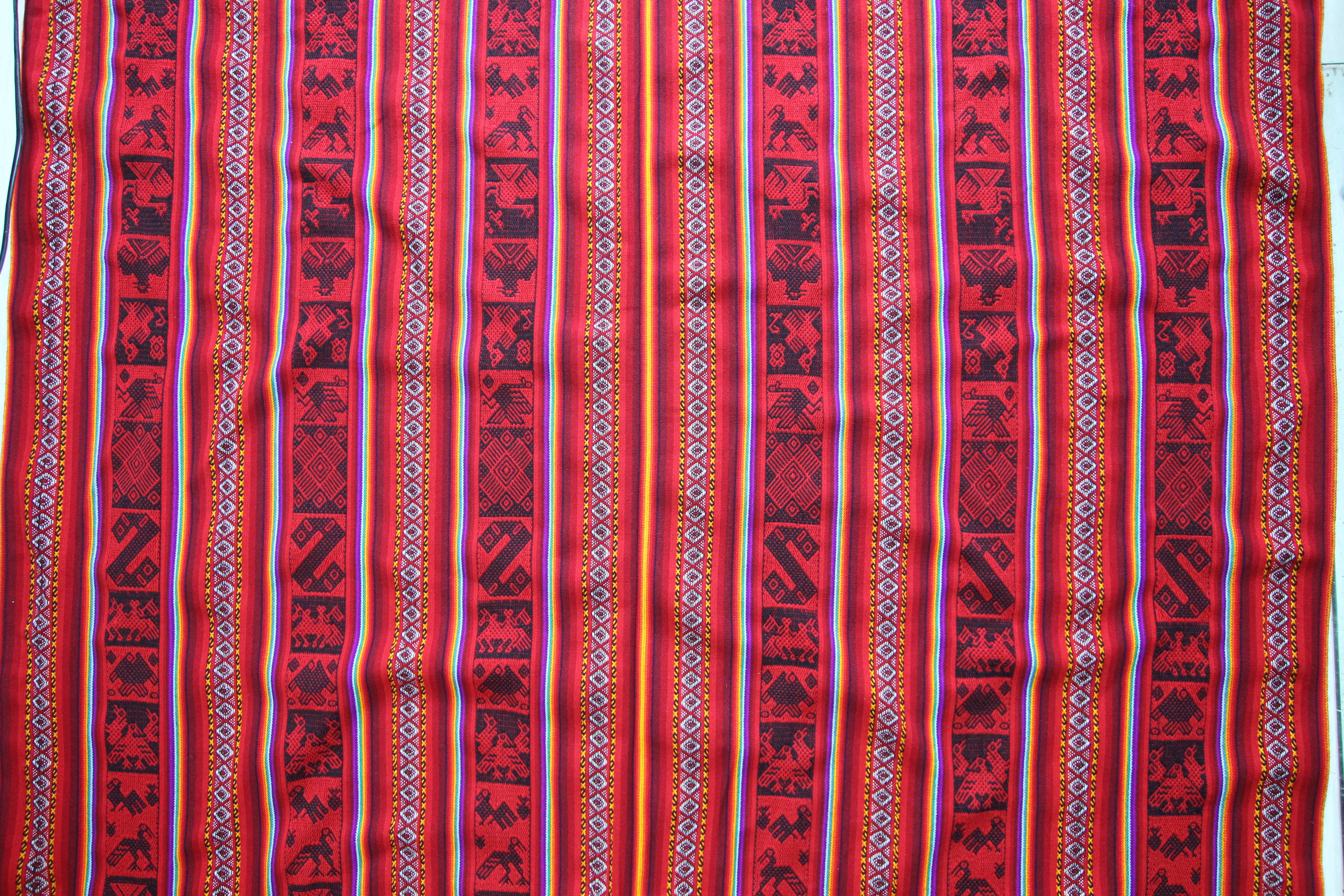 Pastorita Stoff Ethno bunt gestreift aus Peru, webstoff Meterware zum Nähen, DIY Fabric, 50 cm, Rot