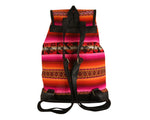 Laden Sie das Bild in den Galerie-Viewer, Ethno Rucksack Backpack aus Stoff und Leder Peru Hippie Boho Aguayo Inka Rosa
